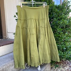 Eyeshadow Green A-line 100% Cotton Midi Skirt | 9